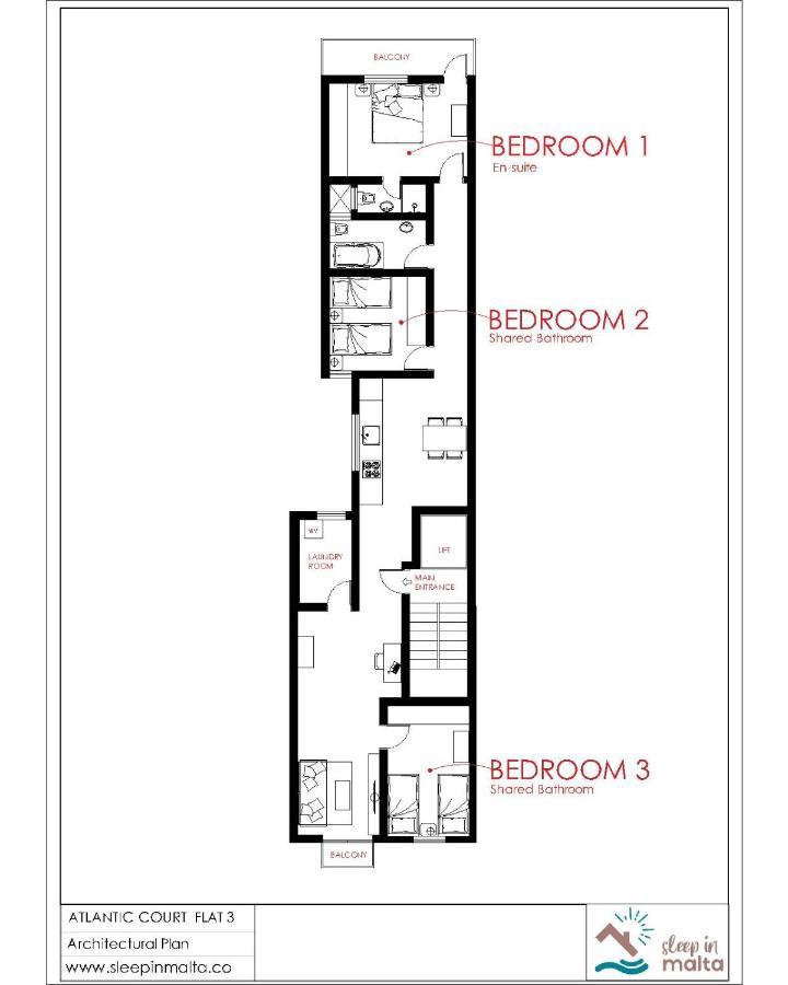 F3 Room 2, Private Room Two Single Beds Shared Bathroom Msida Exterior foto